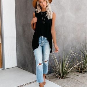 High rise cropped distressed jeans